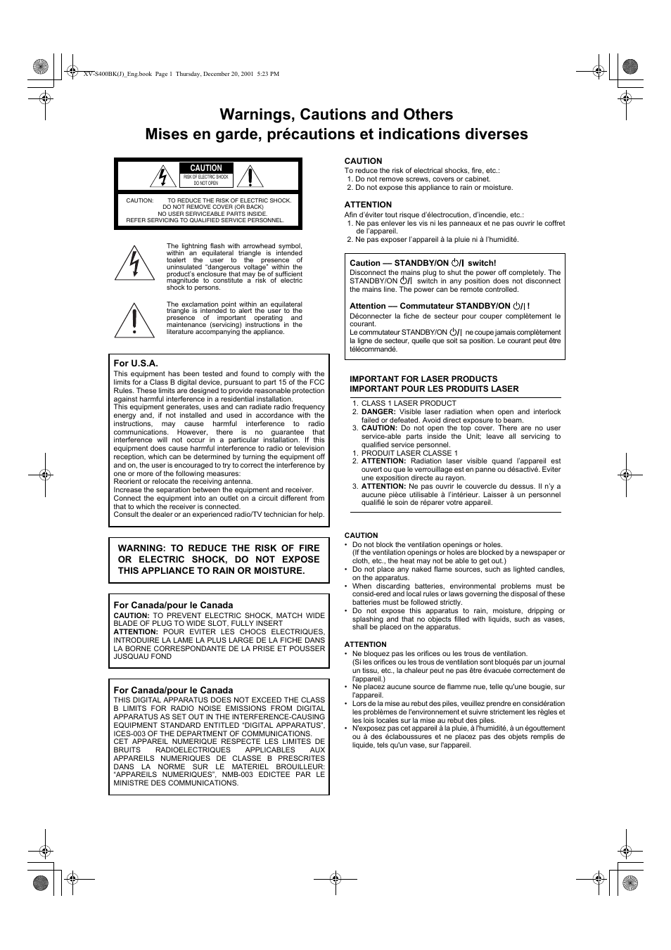 JVC XV-S402S FR User Manual | Page 2 / 63