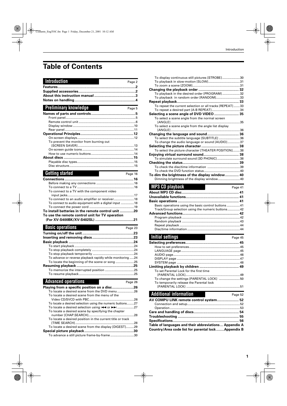 JVC XV-S402S FR User Manual | Page 3 / 63