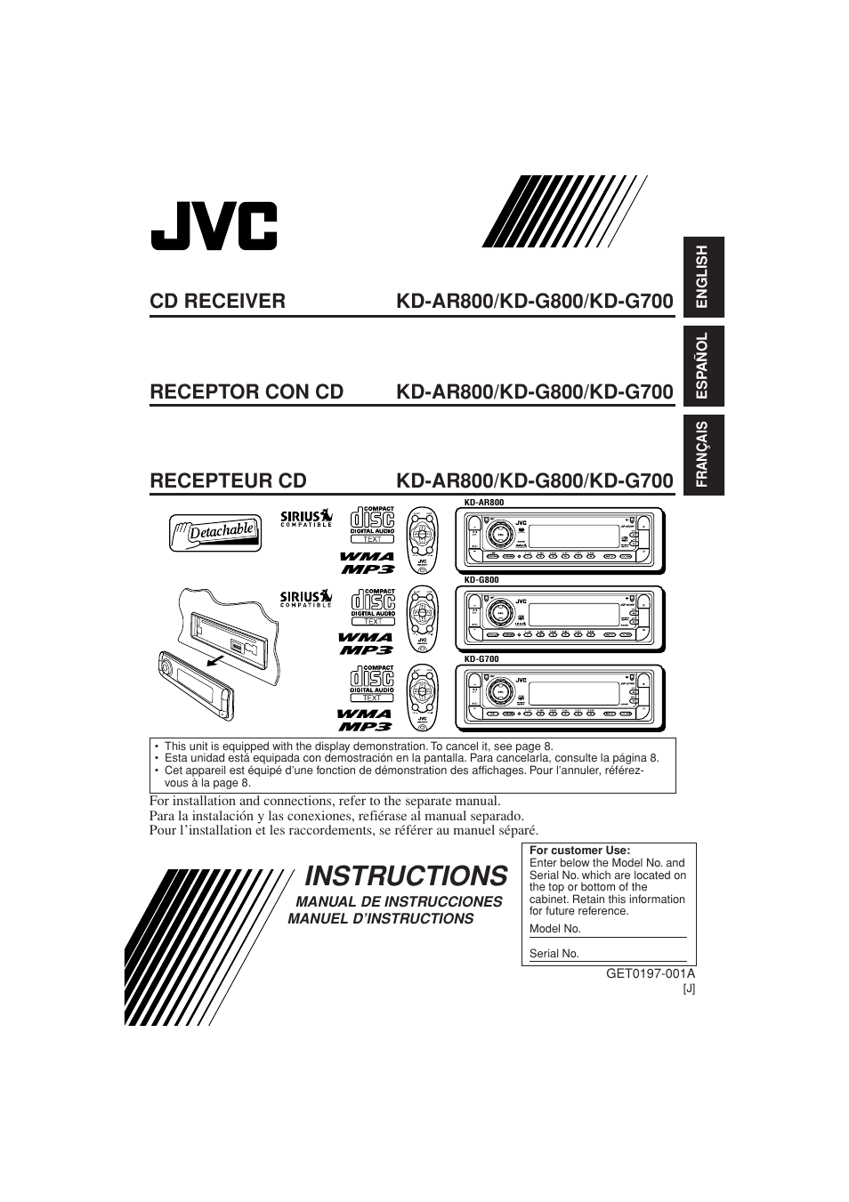 JVC KD-G700 User Manual | 66 pages