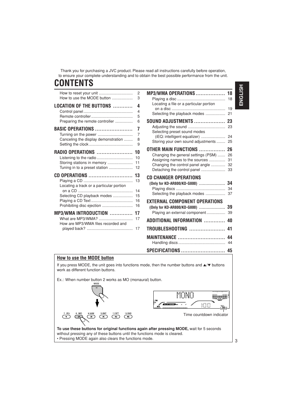 JVC KD-G700 User Manual | Page 3 / 66