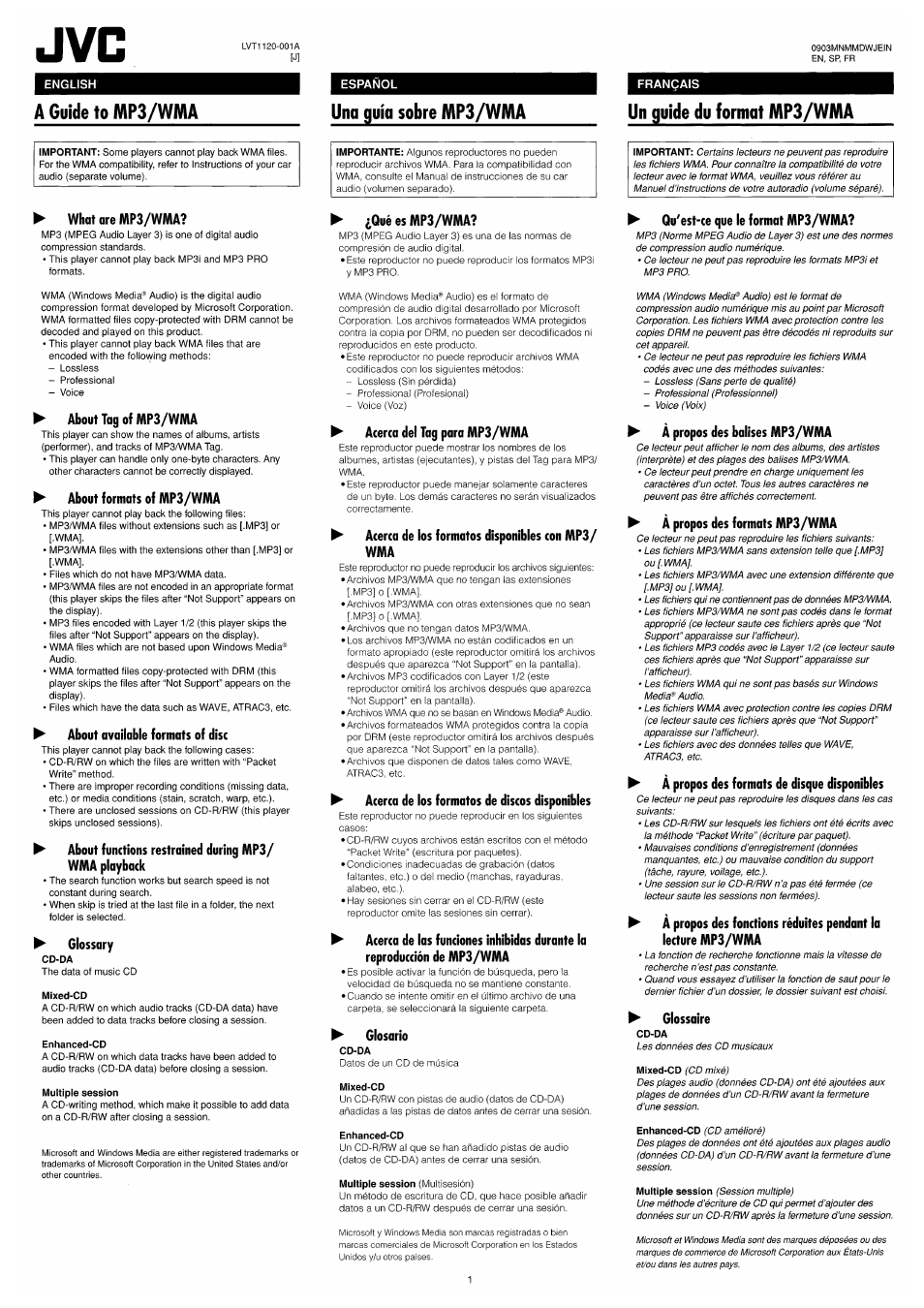 Mp3 / wma general info | JVC KD-G700 User Manual | Page 57 / 66