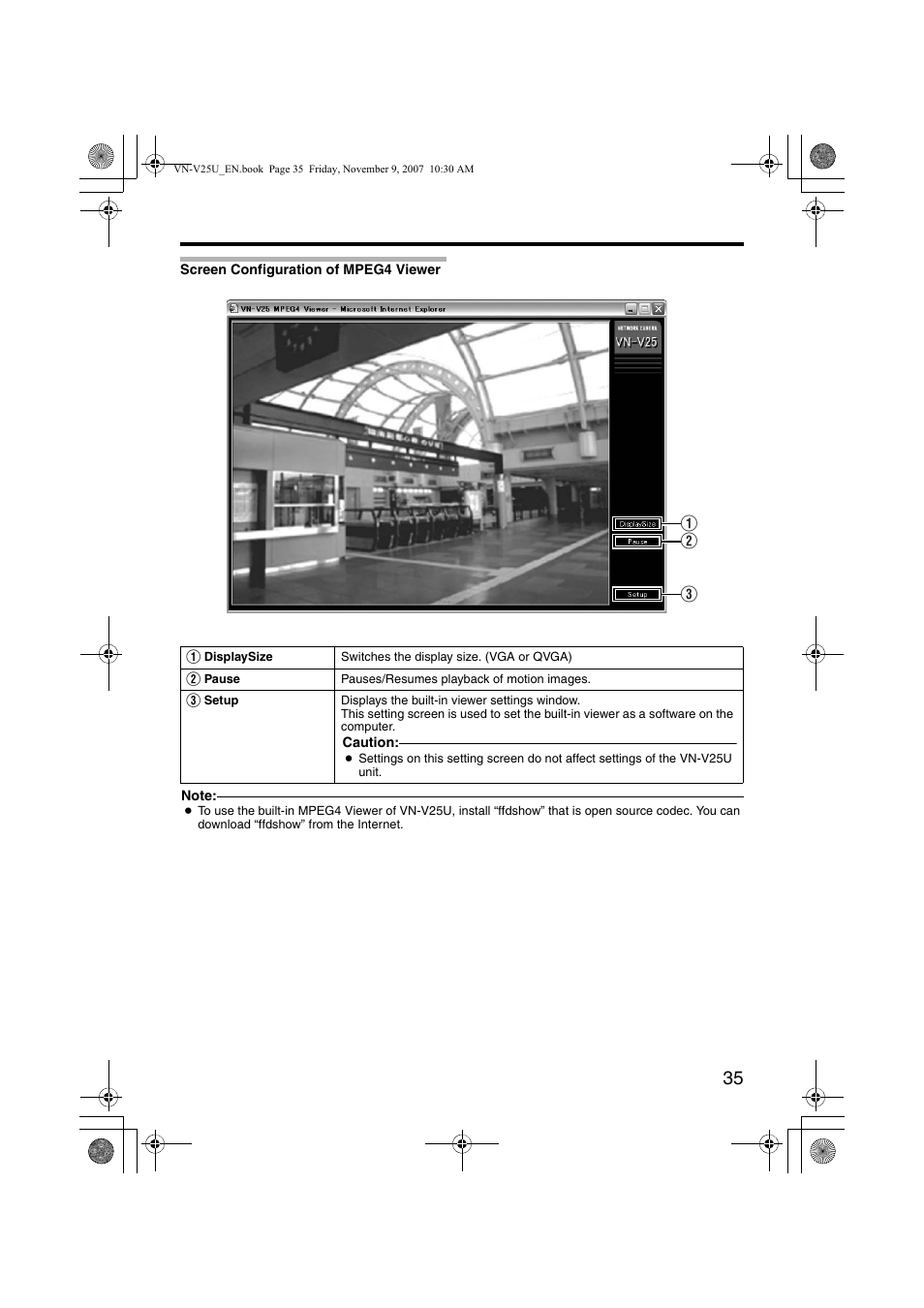 Screen configuration of mpeg4 viewer, Screen configuration, Of mpeg4 viewer | Ascreen configuration of mpeg4 viewerb | JVC VN-V25U User Manual | Page 35 / 40