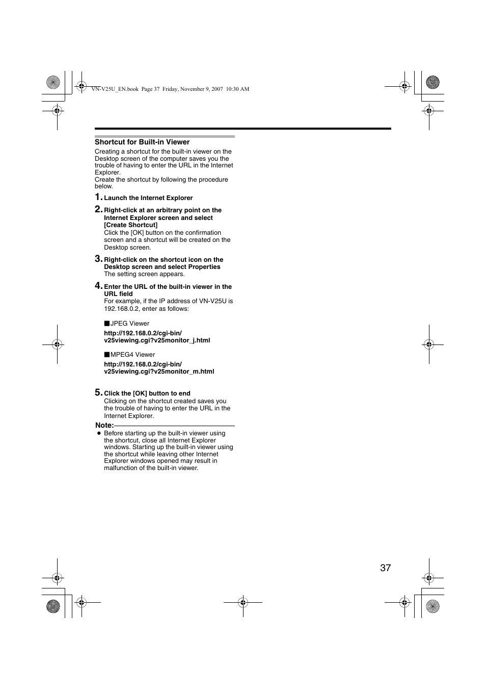 Shortcut for built-in viewer, Ashortcut for built-in viewerb | JVC VN-V25U User Manual | Page 37 / 40
