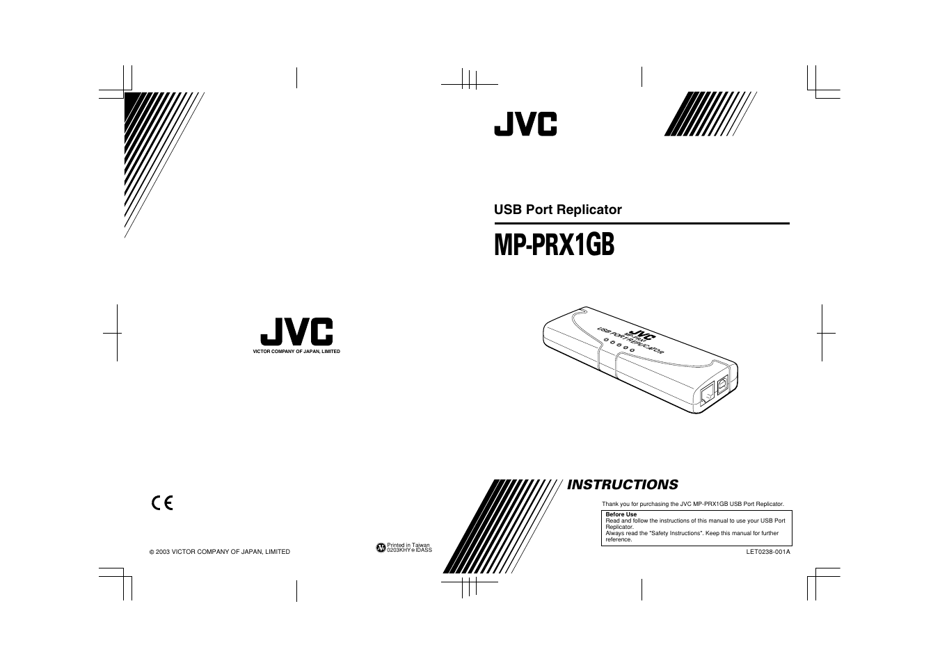 Mp-prx1gb, Mp-prx, Instructions | Usb port replicator | JVC MP-XP7230GB User Manual | Page 108 / 126