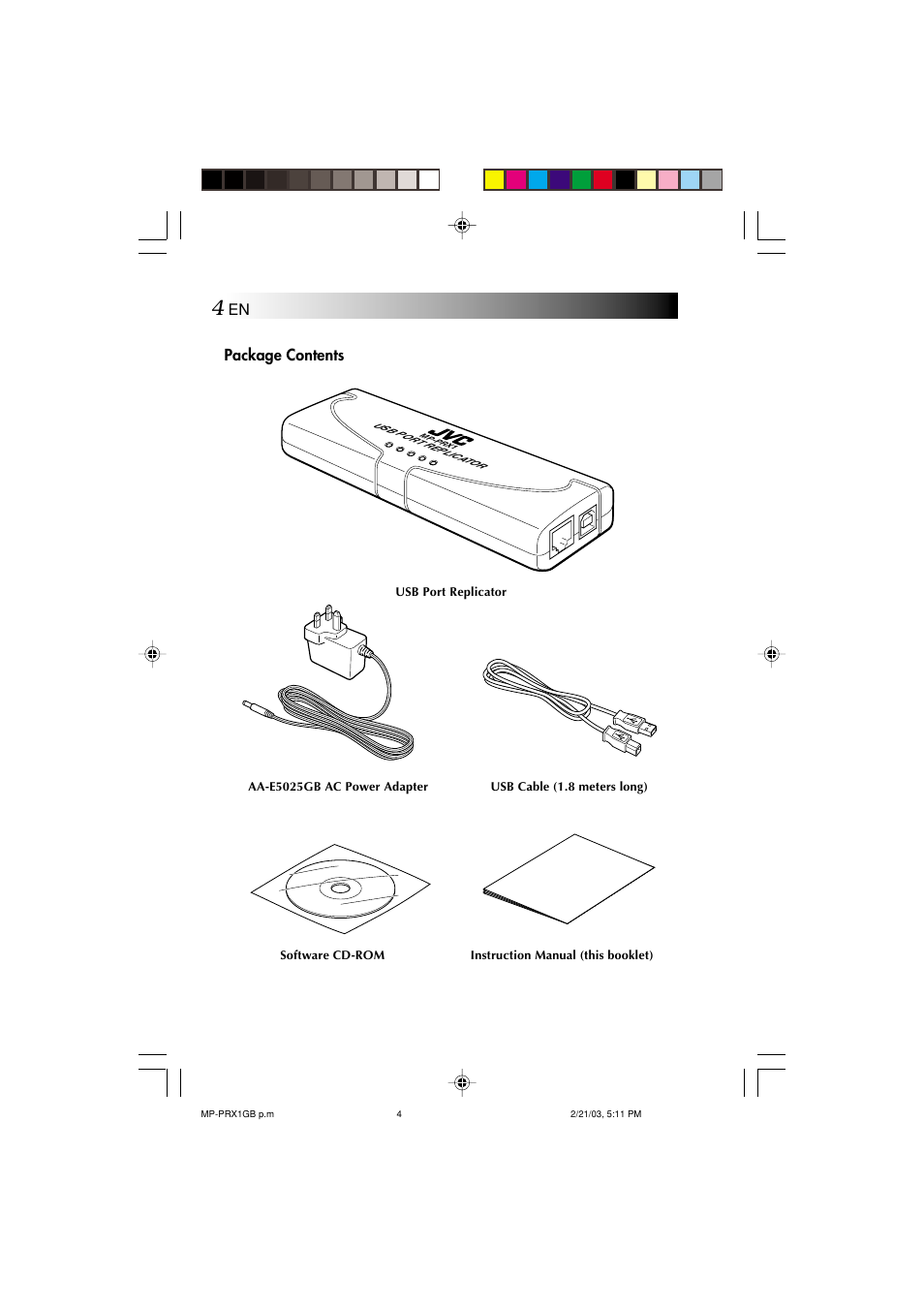 Package contents, En package contents | JVC MP-XP7230GB User Manual | Page 111 / 126