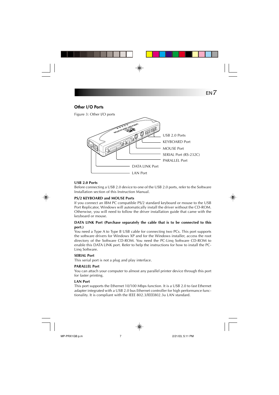 Other i/o ports | JVC MP-XP7230GB User Manual | Page 114 / 126
