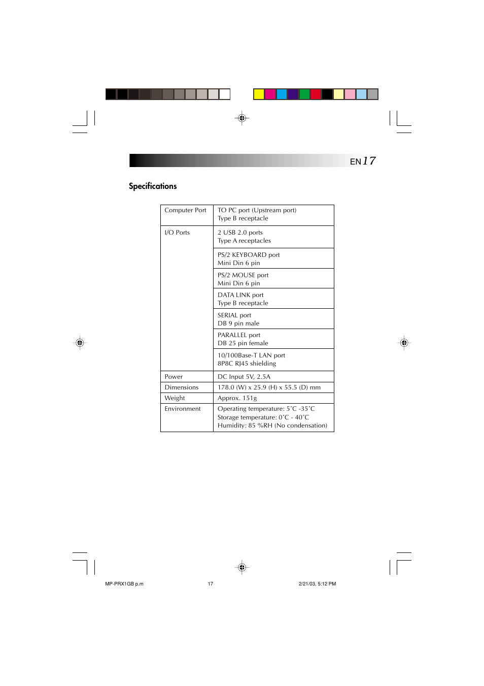 Specifications | JVC MP-XP7230GB User Manual | Page 124 / 126