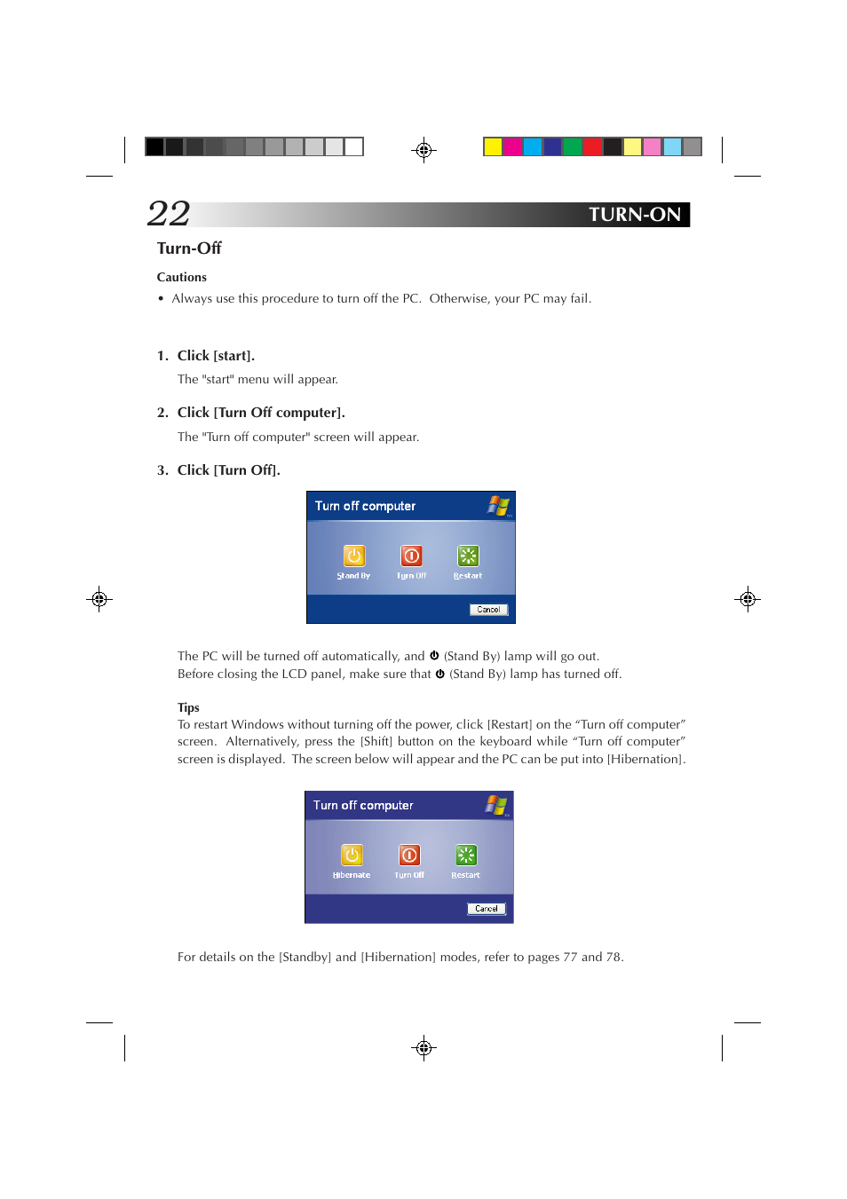 Turn-on | JVC MP-XP7230GB User Manual | Page 22 / 126