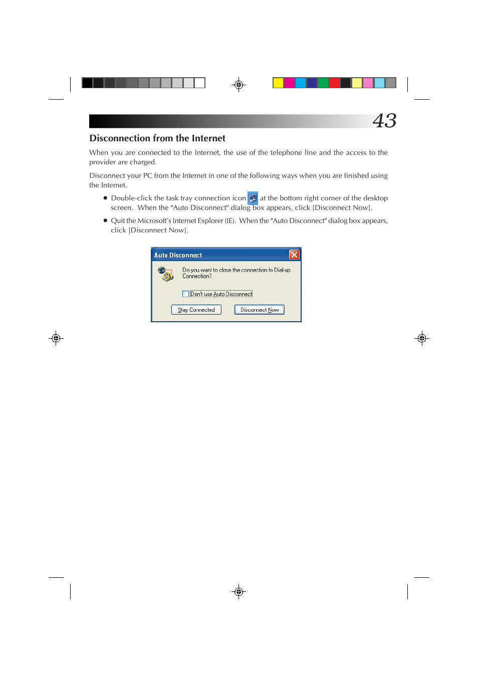 Disconnection from the internet | JVC MP-XP7230GB User Manual | Page 43 / 126