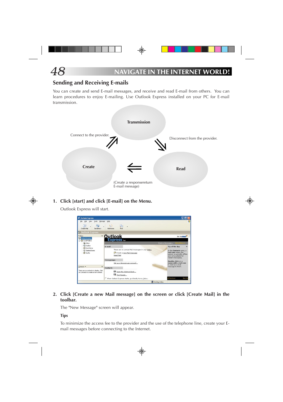 Navigate in the internet world, Sending and receiving e-mails | JVC MP-XP7230GB User Manual | Page 48 / 126