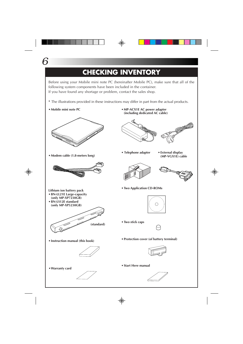 Checking inventory | JVC MP-XP7230GB User Manual | Page 6 / 126