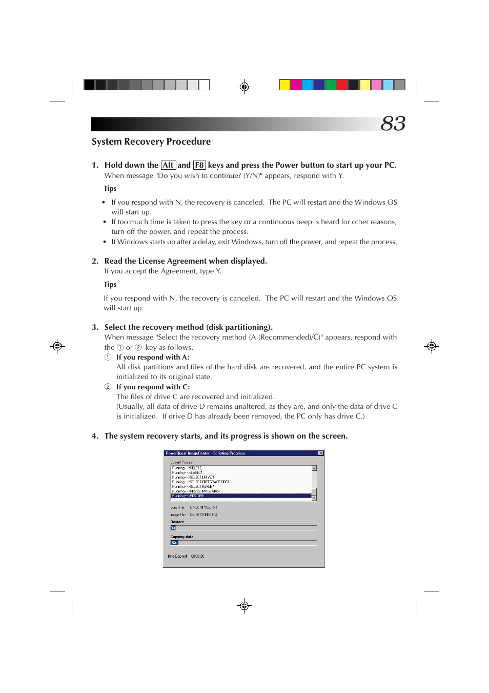 System recovery procedure | JVC MP-XP7230GB User Manual | Page 83 / 126