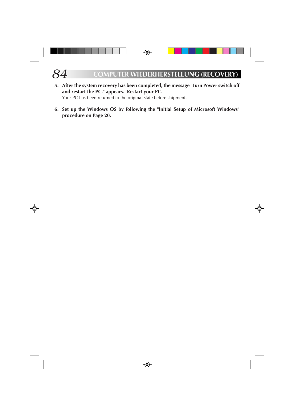 Computer wiederherstellung (recovery) | JVC MP-XP7230GB User Manual | Page 84 / 126
