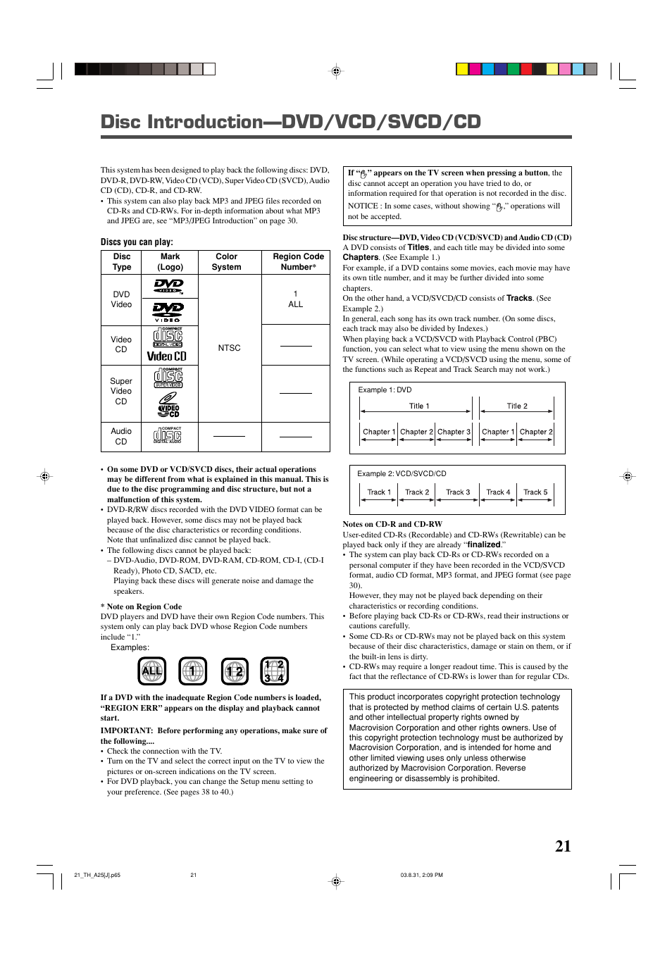 Disc introduction—dvd/vcd/svcd/cd | JVC TH-A25 User Manual | Page 23 / 48