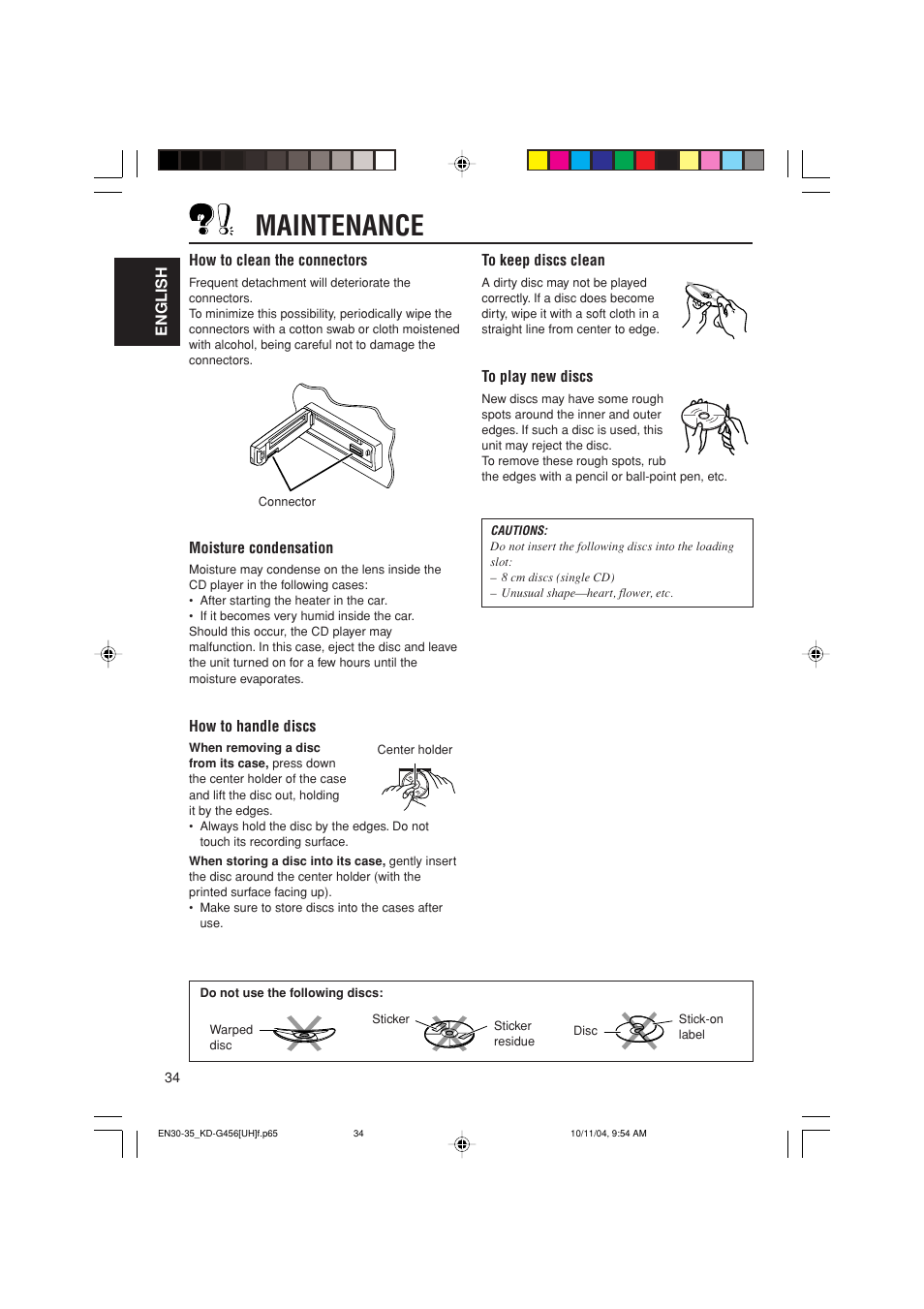 Maintenance | JVC GET0291-002A User Manual | Page 34 / 38