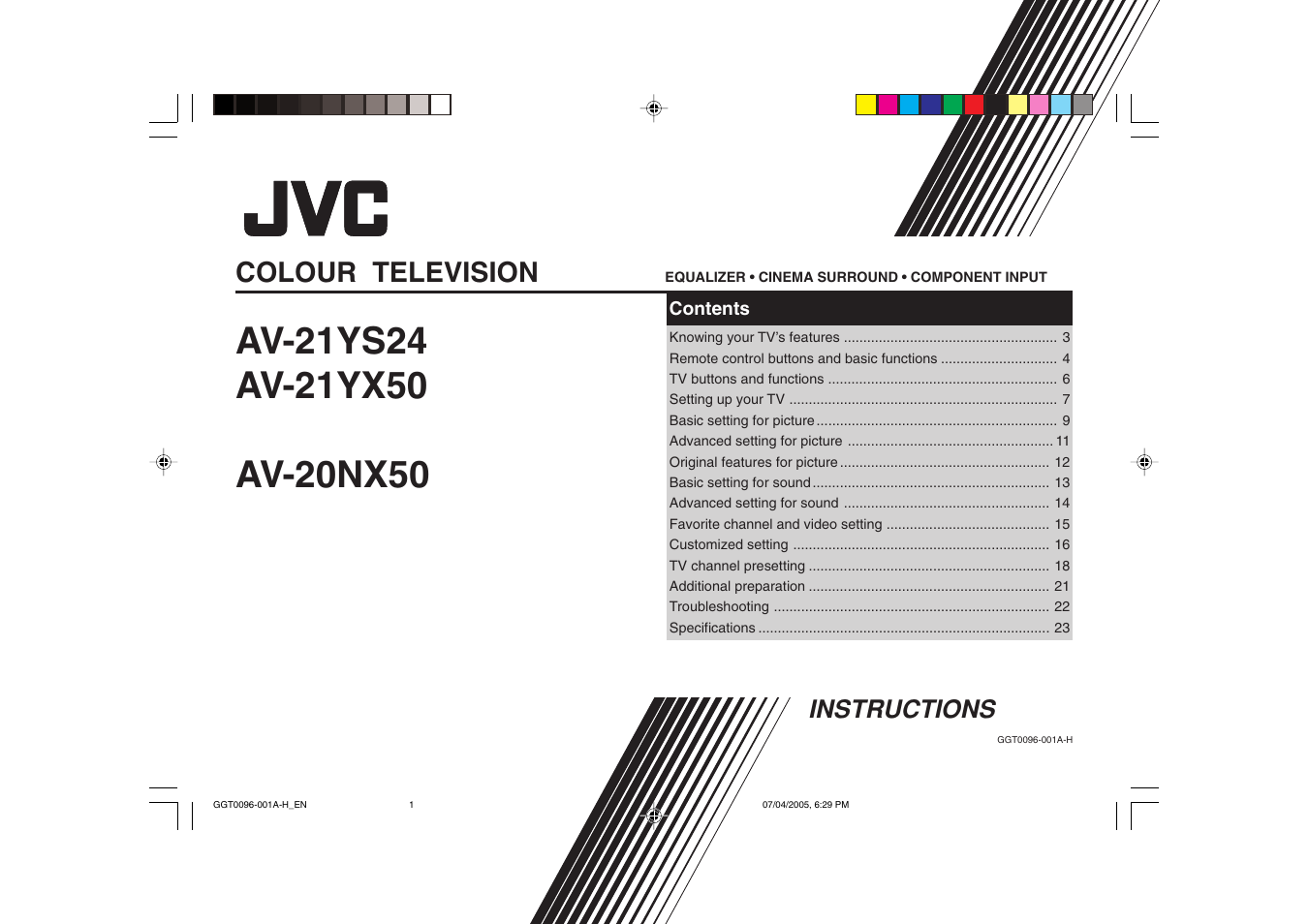 JVC AV-21YS24 User Manual | 24 pages