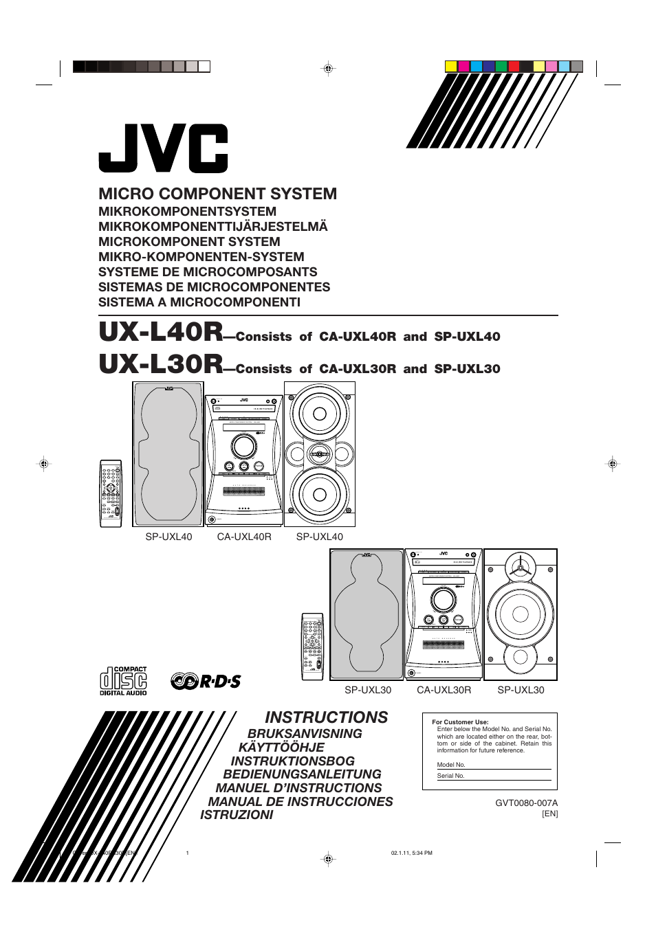JVC UX-L30R M User Manual | 189 pages