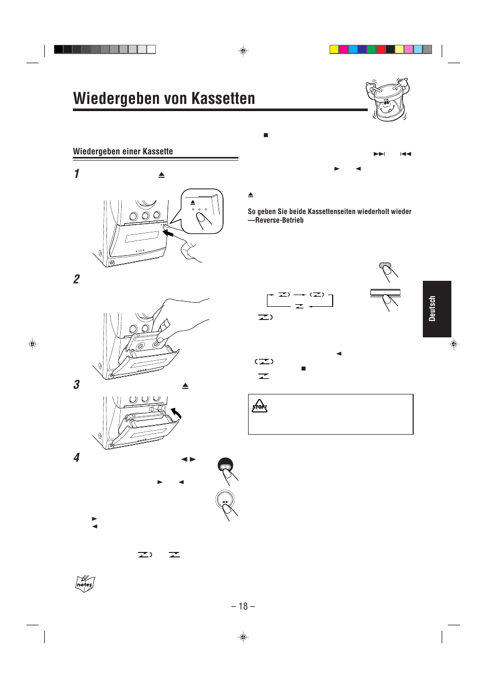 Wiedergeben von kassetten, Wiedergeben einer kassette | JVC UX-L30R M User Manual | Page 101 / 189