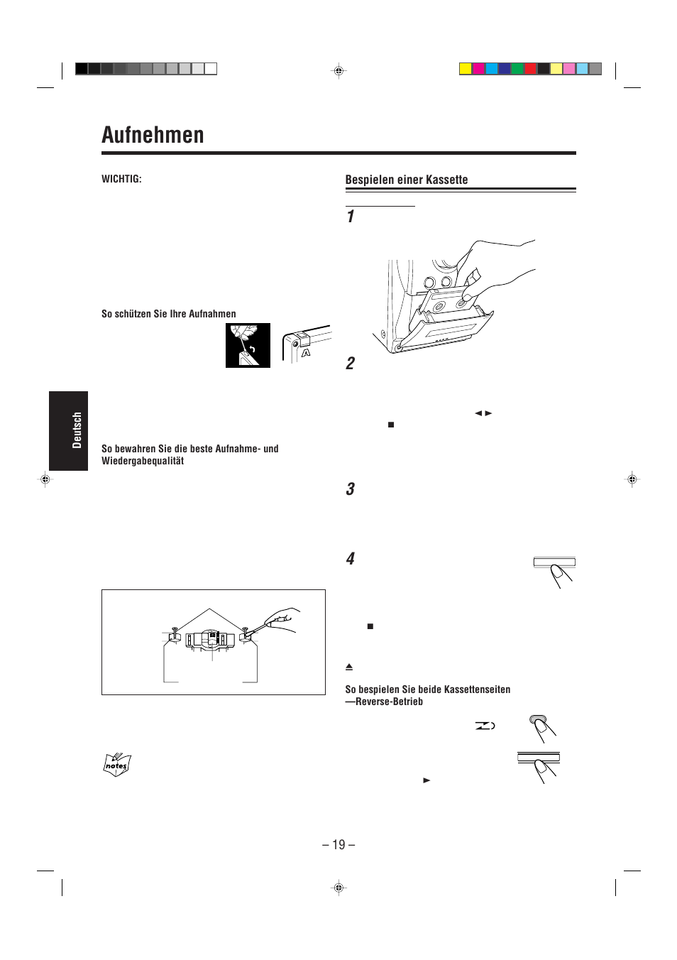Aufnehmen, Bespielen einer kassette | JVC UX-L30R M User Manual | Page 102 / 189