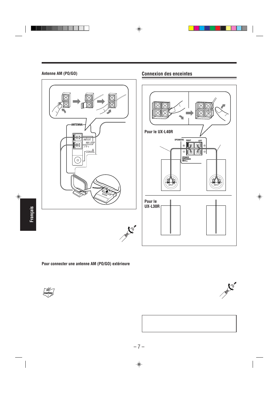 Connexion des enceintes | JVC UX-L30R M User Manual | Page 116 / 189