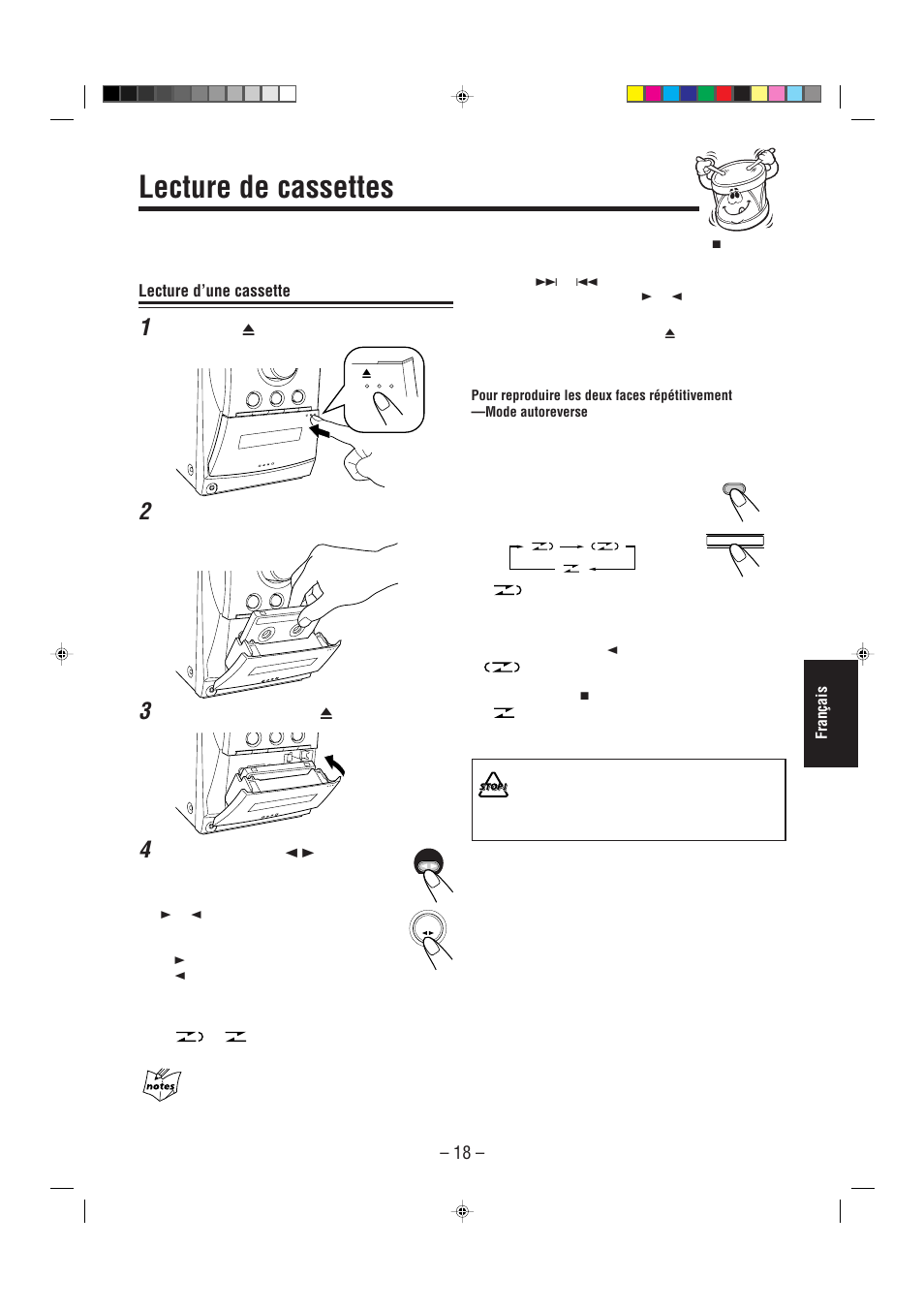 Lecture de cassettes, Lecture d’une cassette | JVC UX-L30R M User Manual | Page 127 / 189