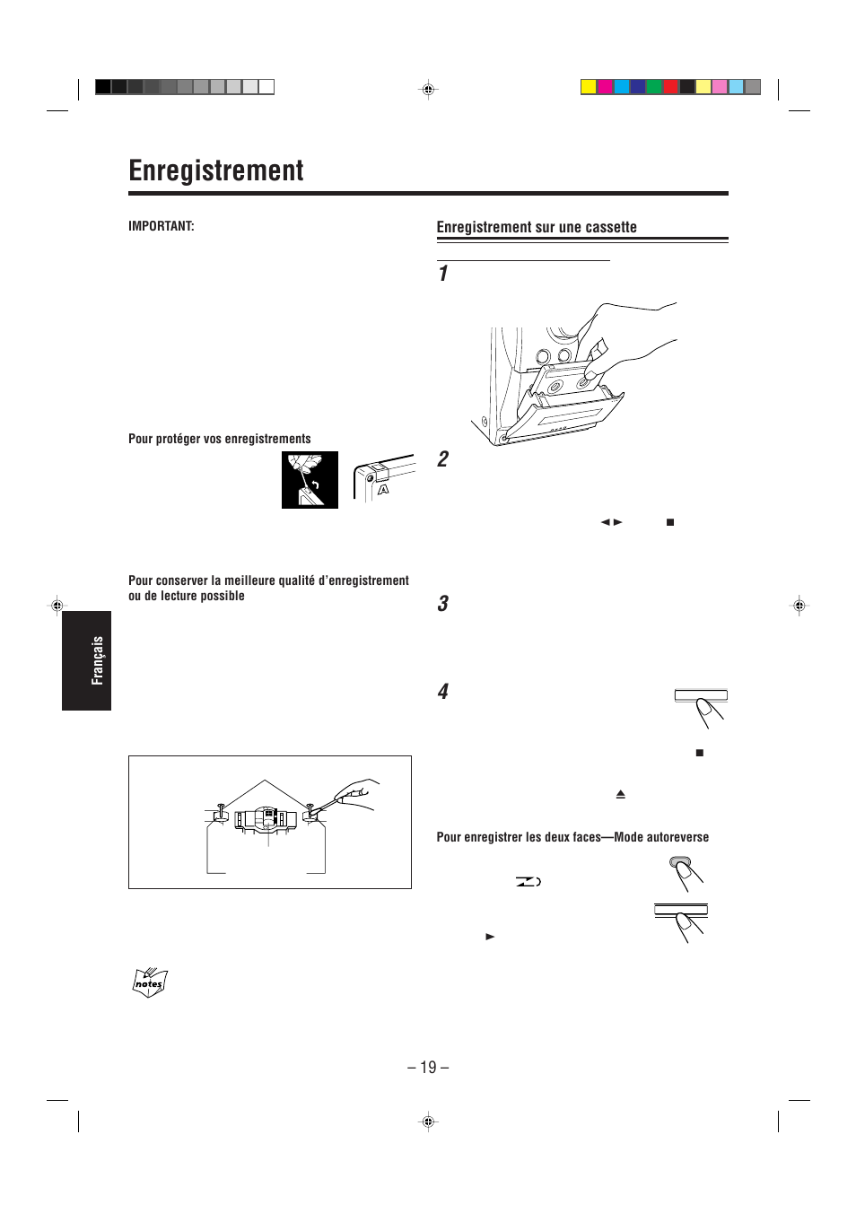 Enregistrement, Enregistrement sur une cassette | JVC UX-L30R M User Manual | Page 128 / 189