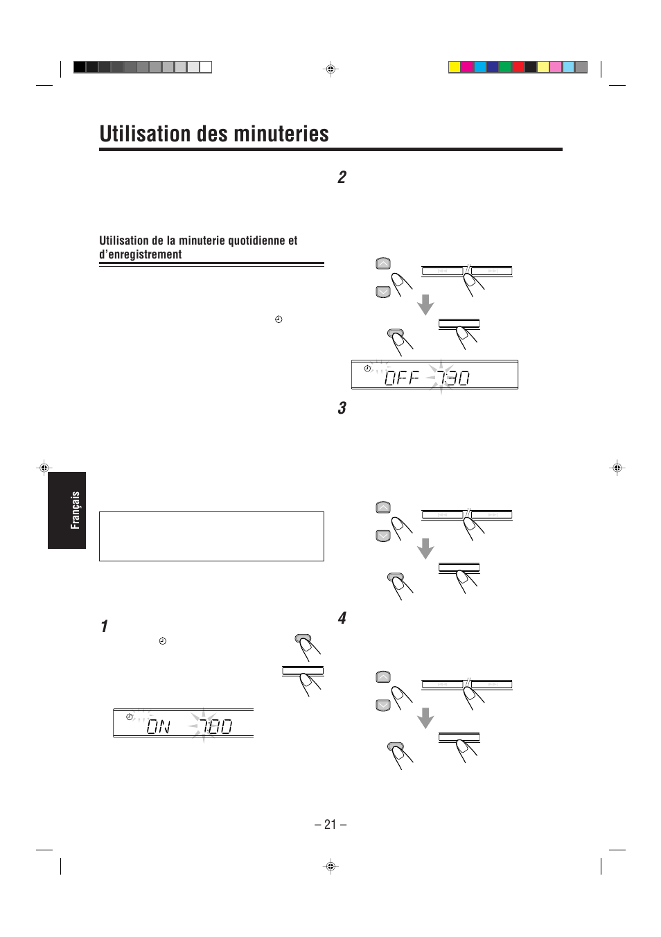 Utilisation des minuteries, Français, Appuyez sur clock/timer | JVC UX-L30R M User Manual | Page 130 / 189