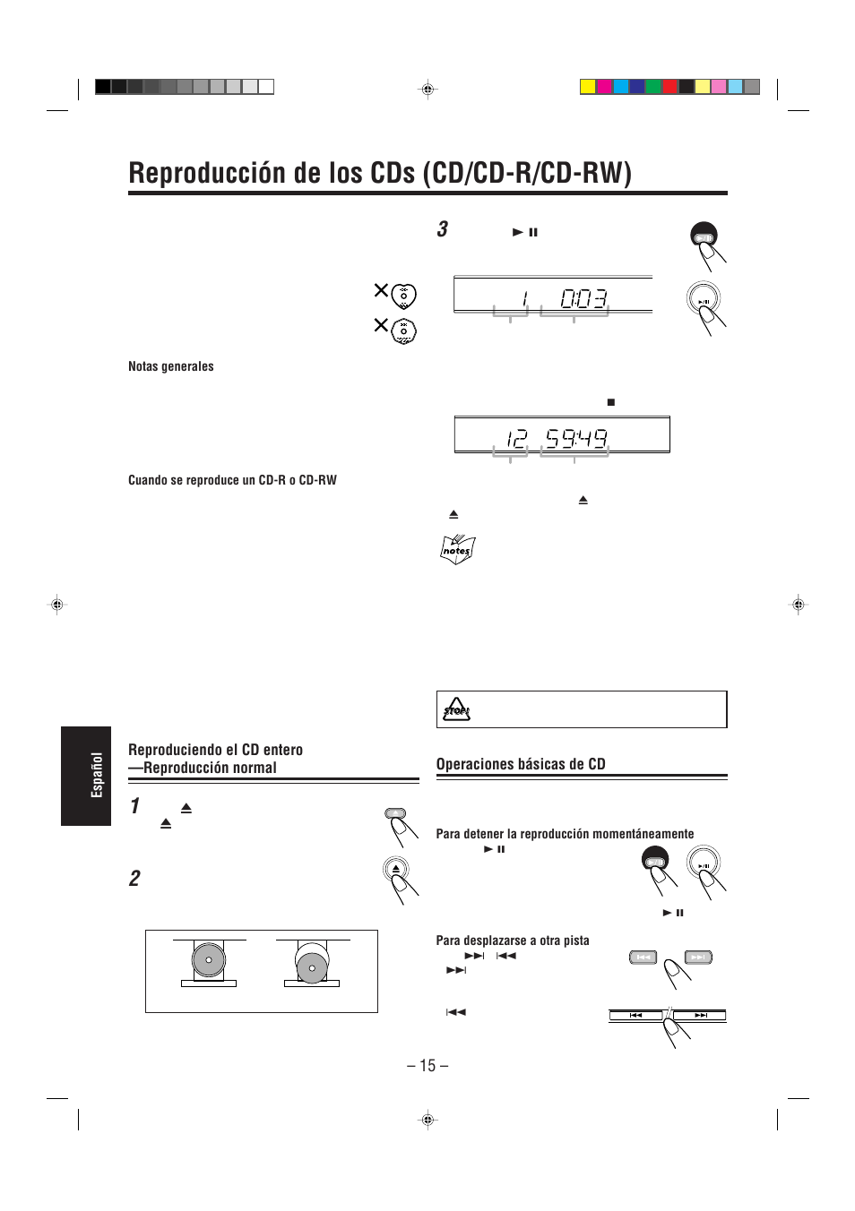 Reproducción de los cds (cd/cd-r/cd-rw), Reproduciendo el cd entero —reproducción normal, Operaciones básicas de cd | JVC UX-L30R M User Manual | Page 150 / 189
