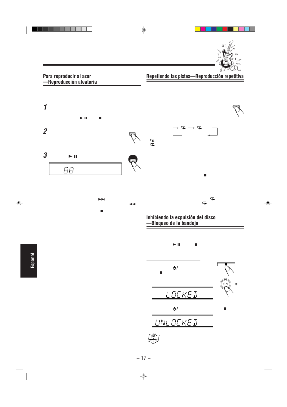 Repetiendo las pistas—reproducción repetitiva, Para reproducir al azar —reproducción aleatoria | JVC UX-L30R M User Manual | Page 152 / 189