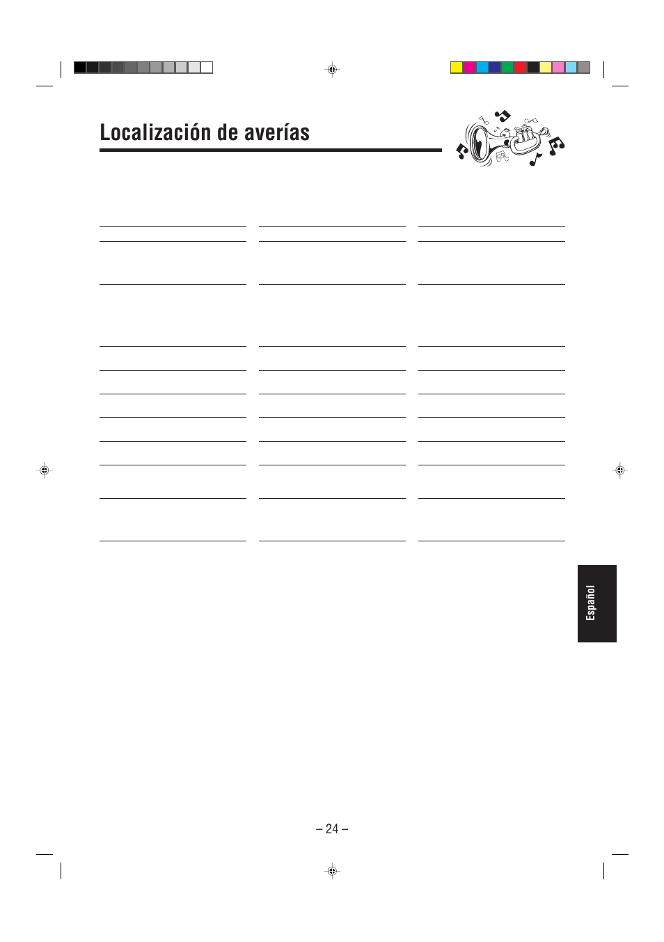 Localización de averías, Español | JVC UX-L30R M User Manual | Page 159 / 189