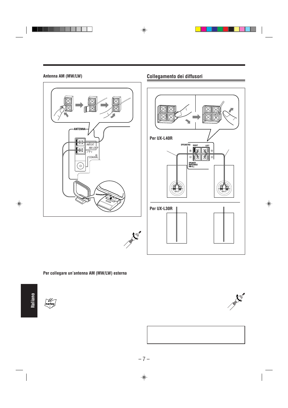 Collegamento dei diffusori | JVC UX-L30R M User Manual | Page 168 / 189