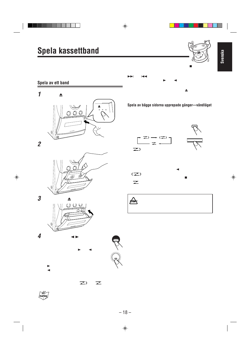 Spela kassettband, Spela av ett band | JVC UX-L30R M User Manual | Page 23 / 189