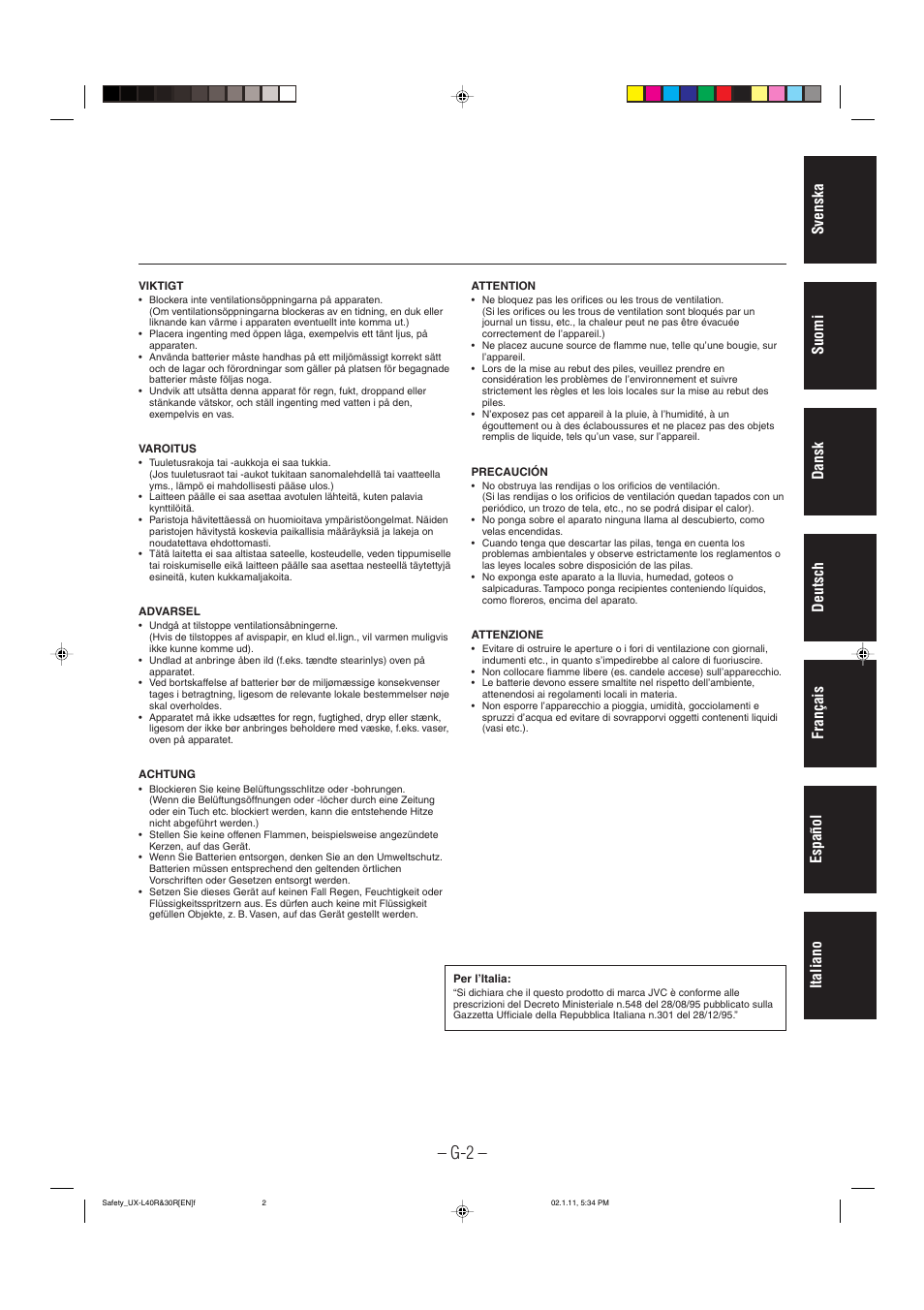 JVC UX-L30R M User Manual | Page 3 / 189