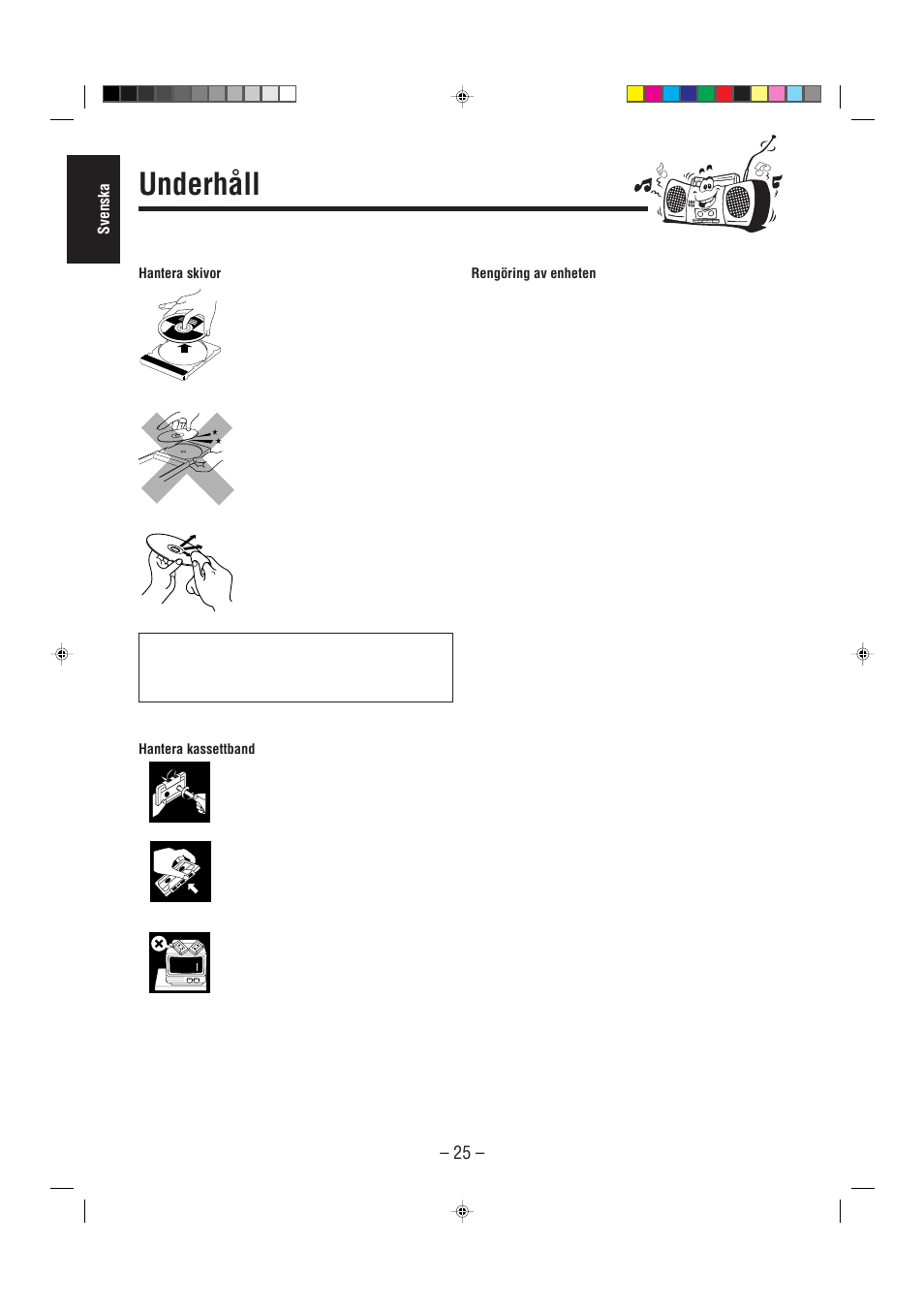 Underhåll | JVC UX-L30R M User Manual | Page 30 / 189