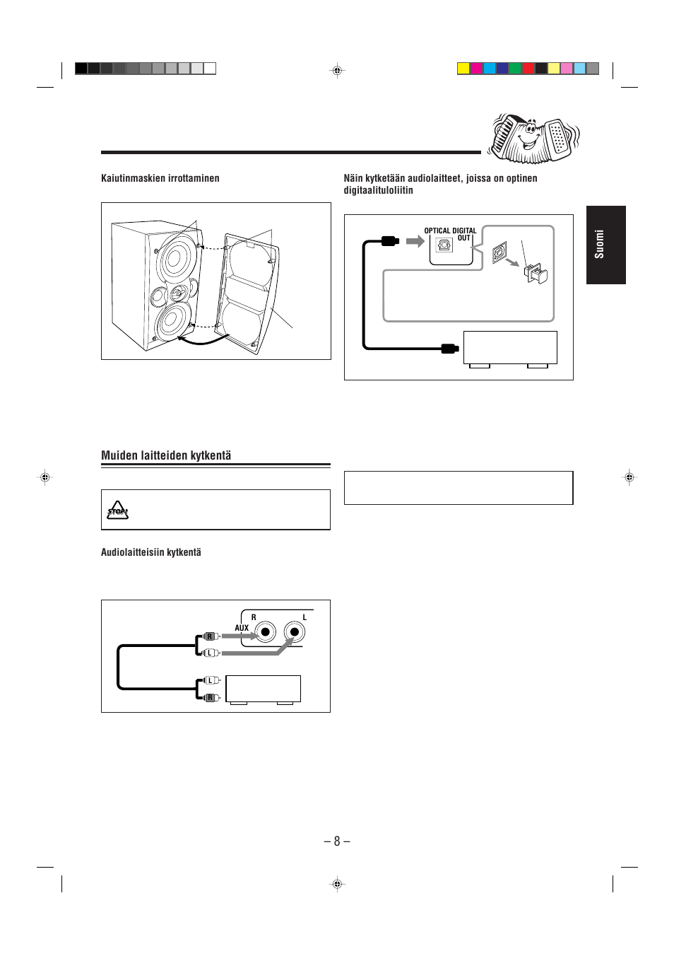 Nyt, voit kytkeä verkkojohdon, Muiden laitteiden kytkentä | JVC UX-L30R M User Manual | Page 39 / 189