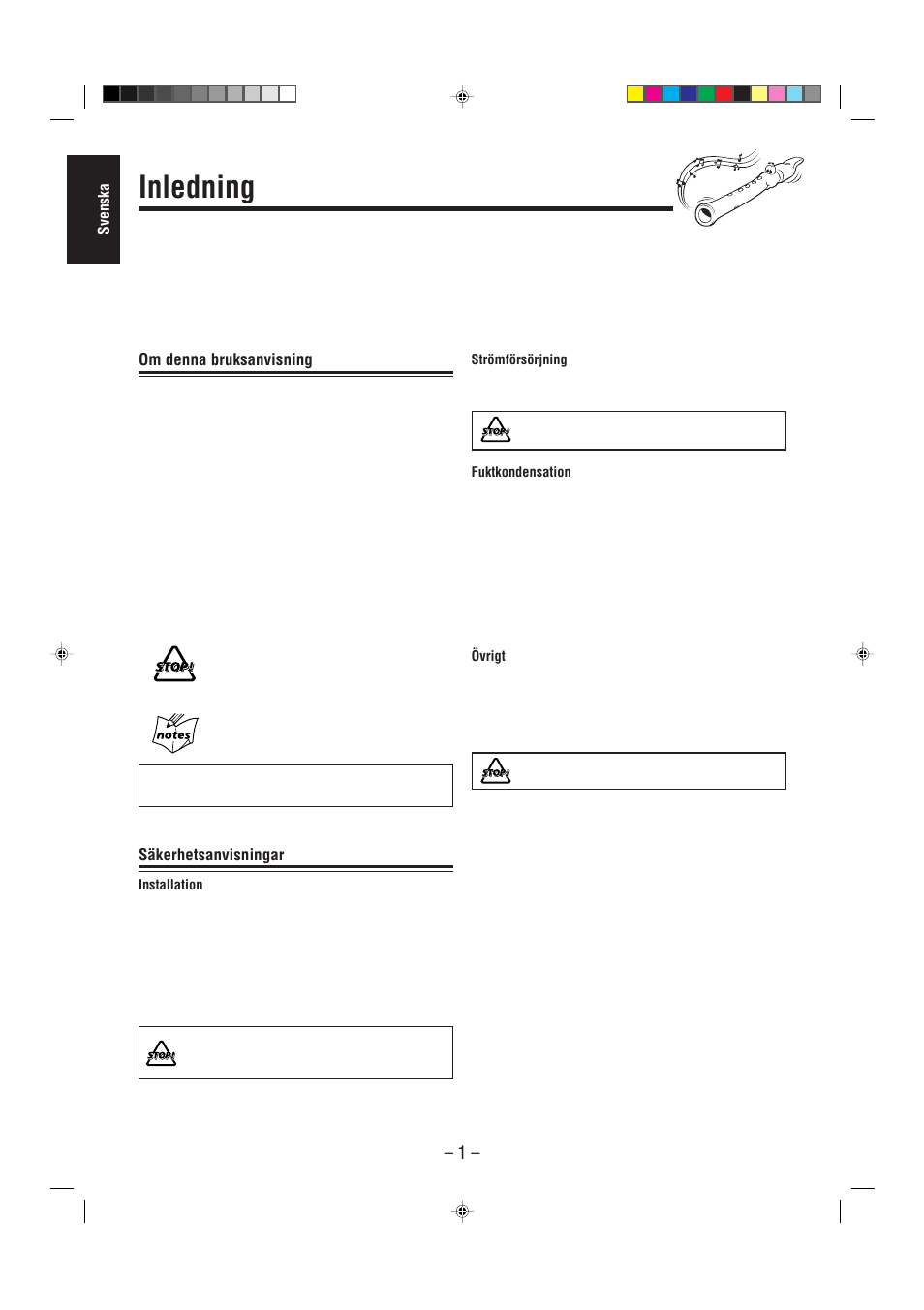 Inledning | JVC UX-L30R M User Manual | Page 6 / 189