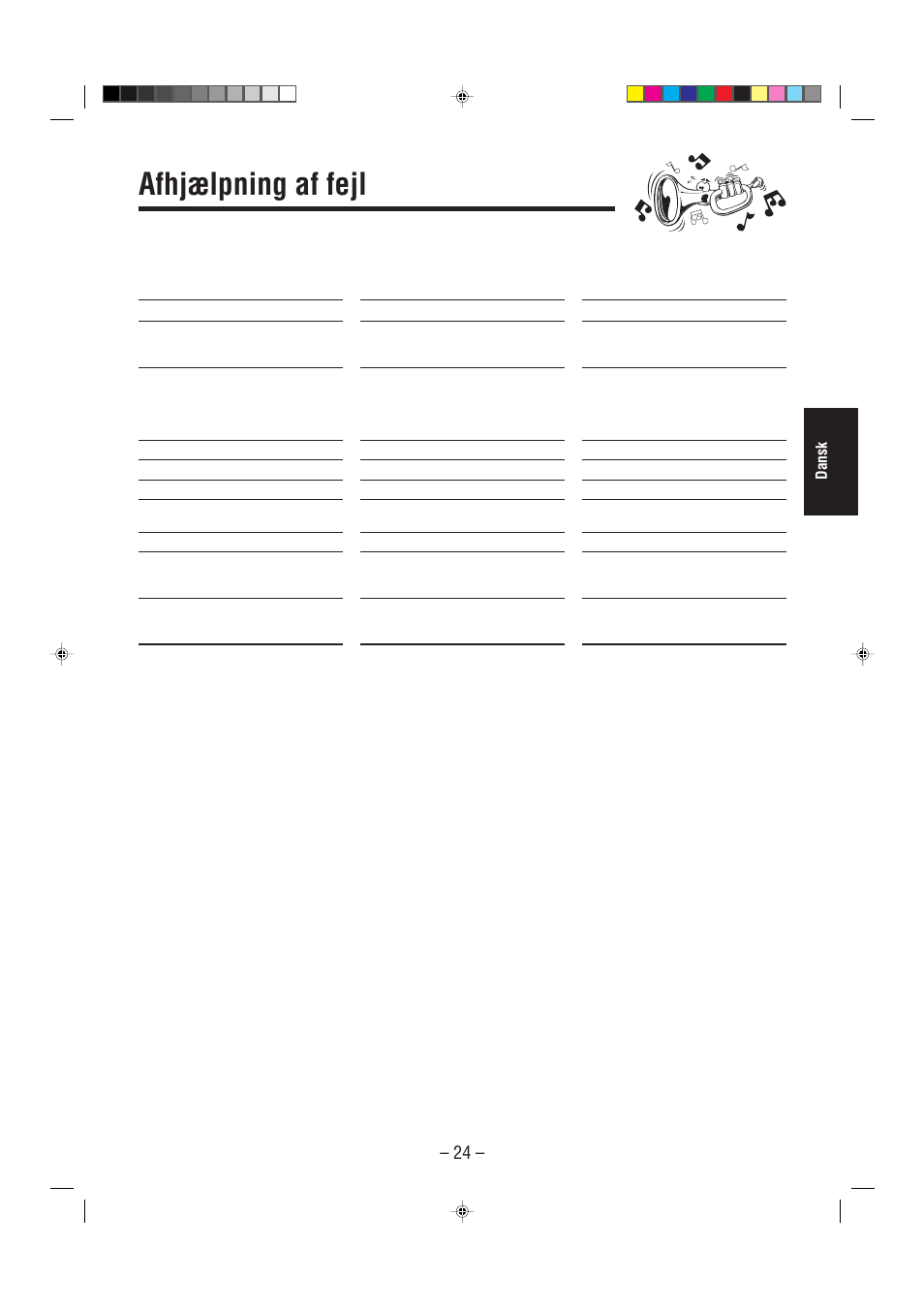 Afhjælpning af fejl, Dansk | JVC UX-L30R M User Manual | Page 81 / 189