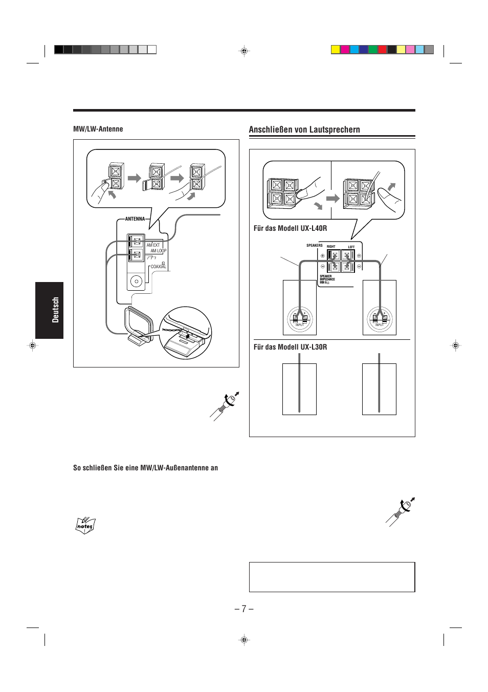 Anschließen von lautsprechern | JVC UX-L30R M User Manual | Page 90 / 189