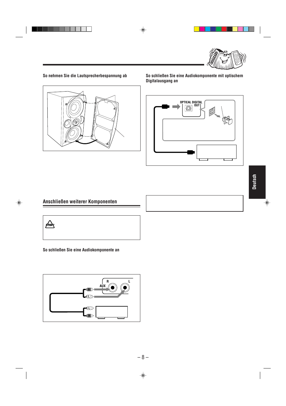 Jetzt können sie das netzkabel anschließen, Anschließen weiterer komponenten | JVC UX-L30R M User Manual | Page 91 / 189
