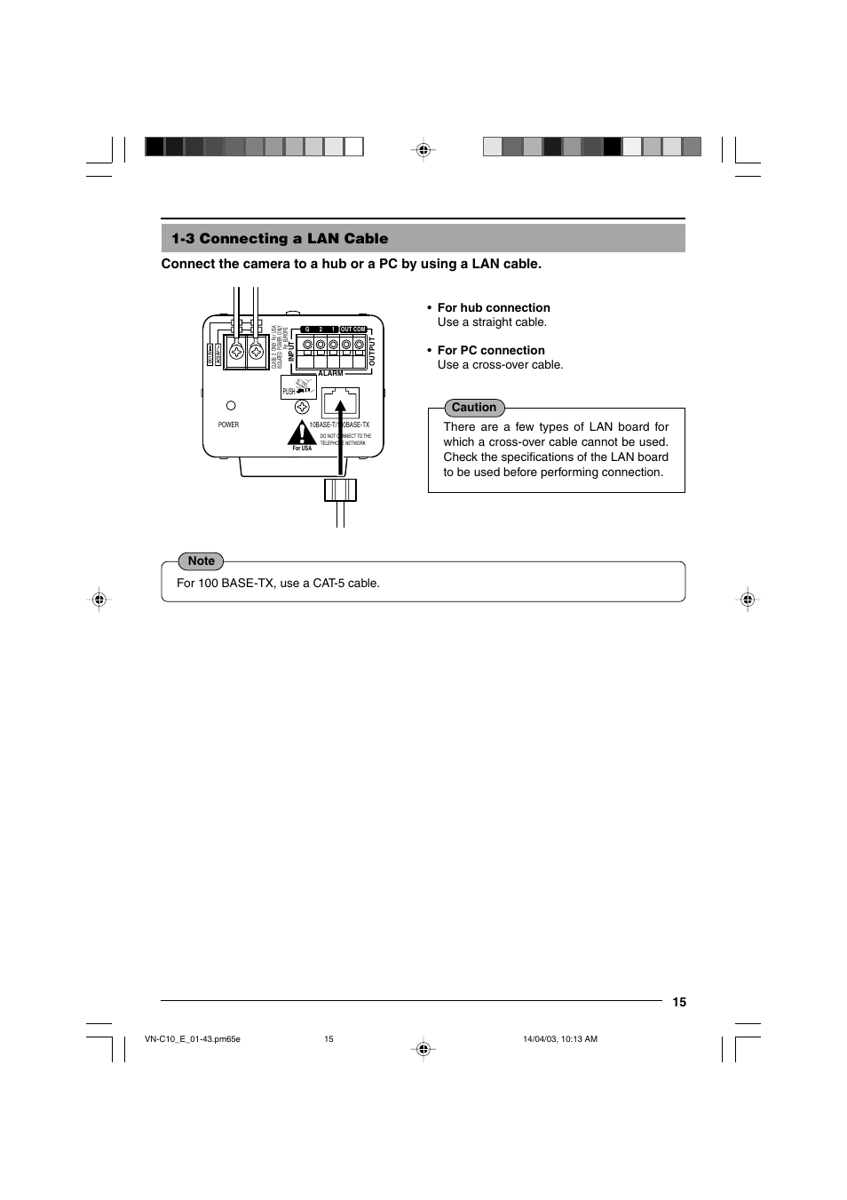 3 connecting a lan cable | JVC V.NETWORKS VN-C10 User Manual | Page 15 / 78