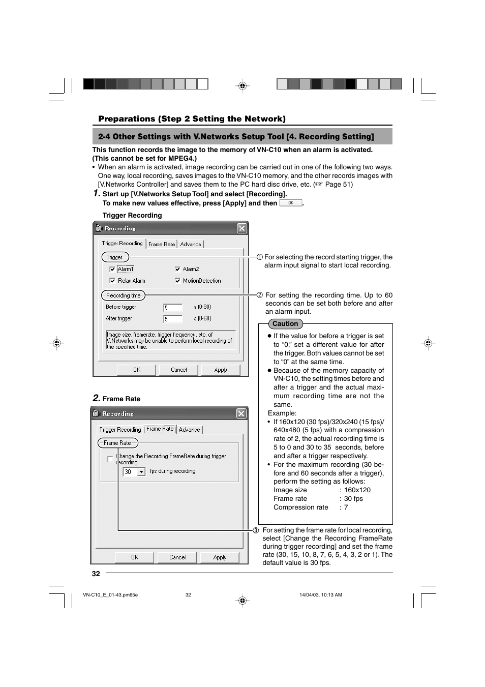 Recording setting | JVC V.NETWORKS VN-C10 User Manual | Page 32 / 78