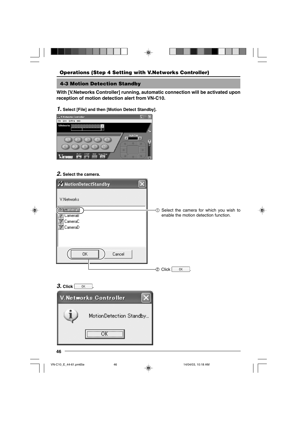 3 motion detection standby | JVC V.NETWORKS VN-C10 User Manual | Page 46 / 78