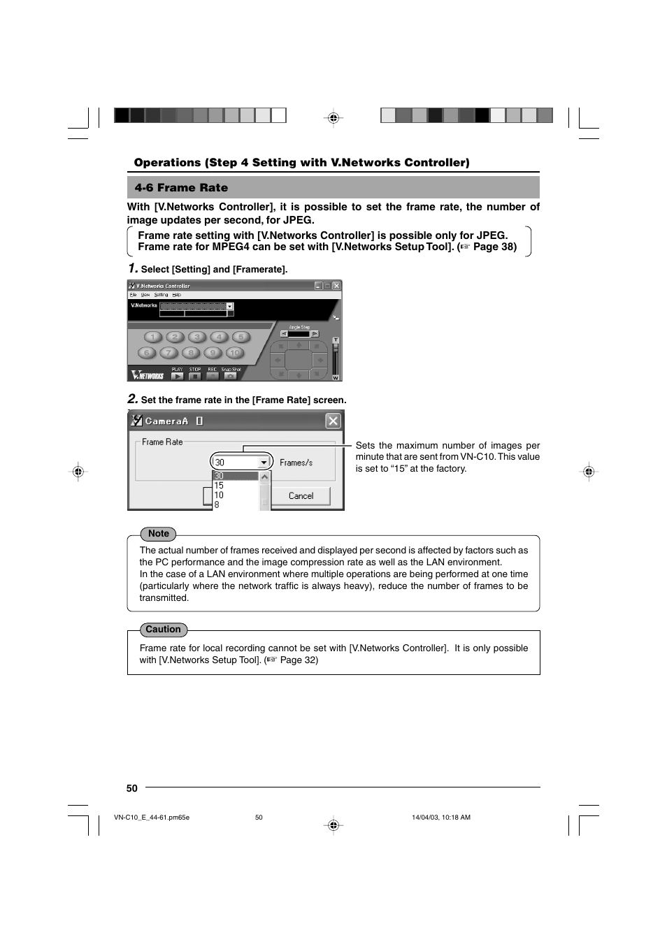 6 frame rate | JVC V.NETWORKS VN-C10 User Manual | Page 50 / 78