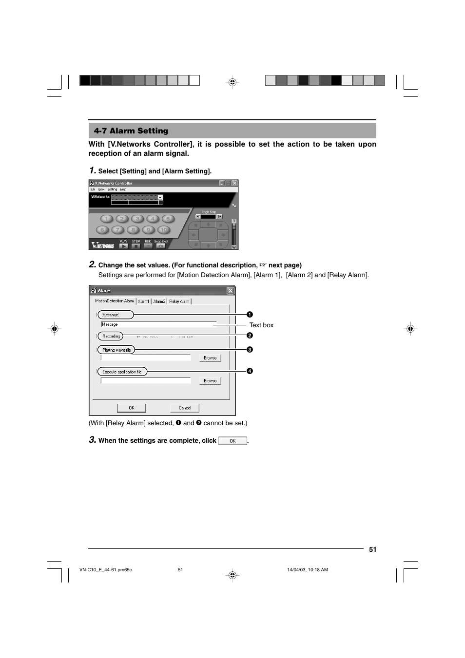7 alarm setting | JVC V.NETWORKS VN-C10 User Manual | Page 51 / 78