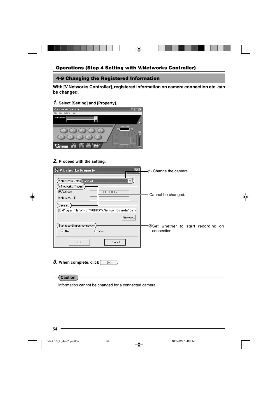9 changing the registered information | JVC V.NETWORKS VN-C10 User Manual | Page 54 / 78