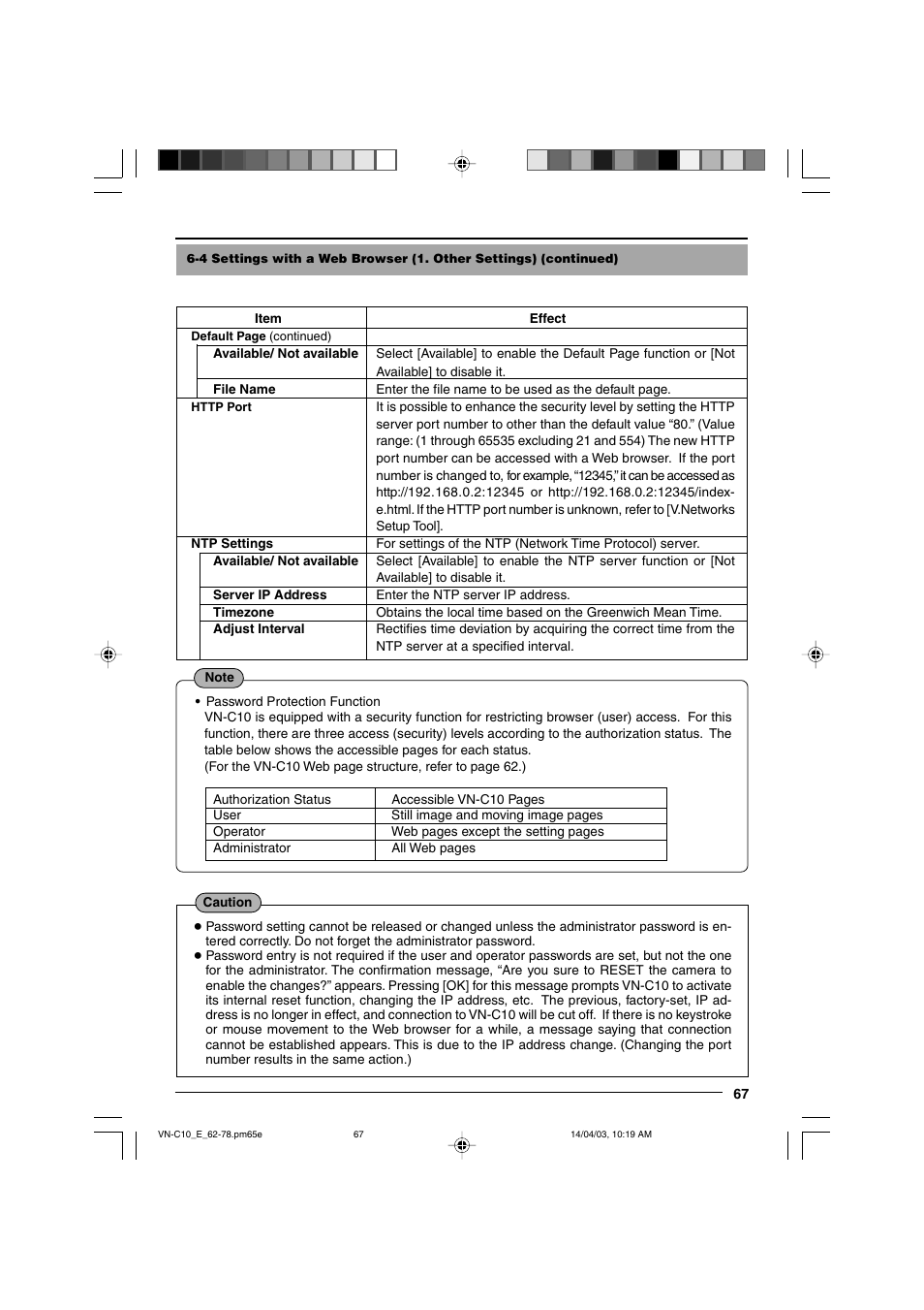 JVC V.NETWORKS VN-C10 User Manual | Page 67 / 78