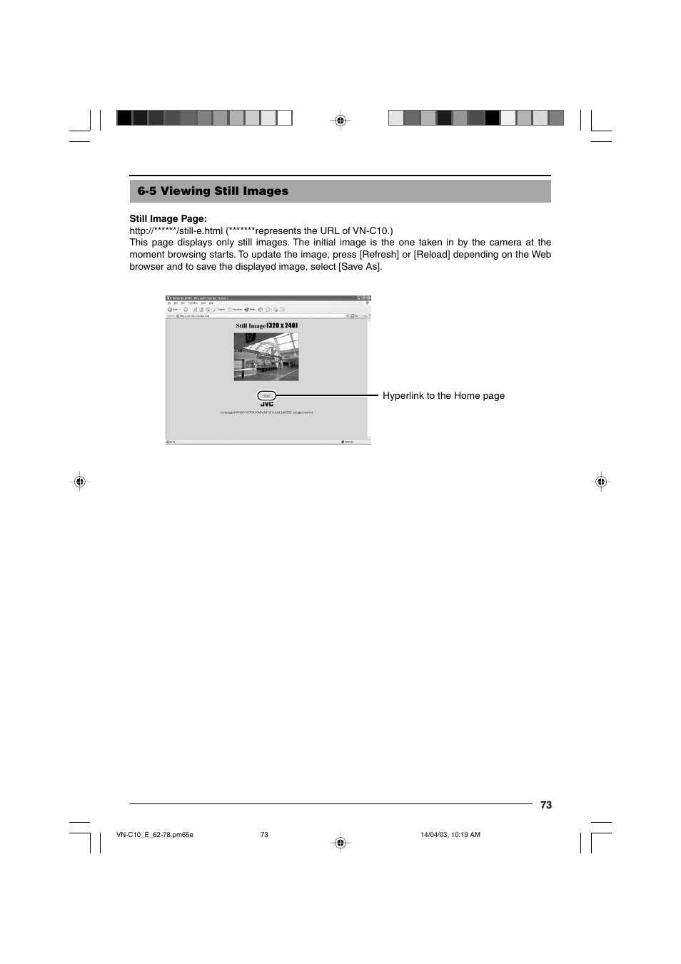 5 viewing still images | JVC V.NETWORKS VN-C10 User Manual | Page 73 / 78