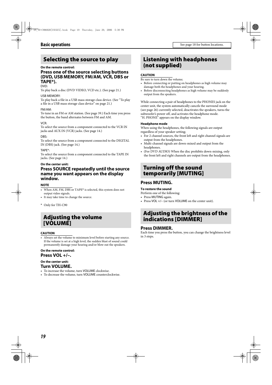 Basic operations, Press vol, Turn volume | Press muting, Press dimmer | JVC LVT1504-005B User Manual | Page 22 / 50