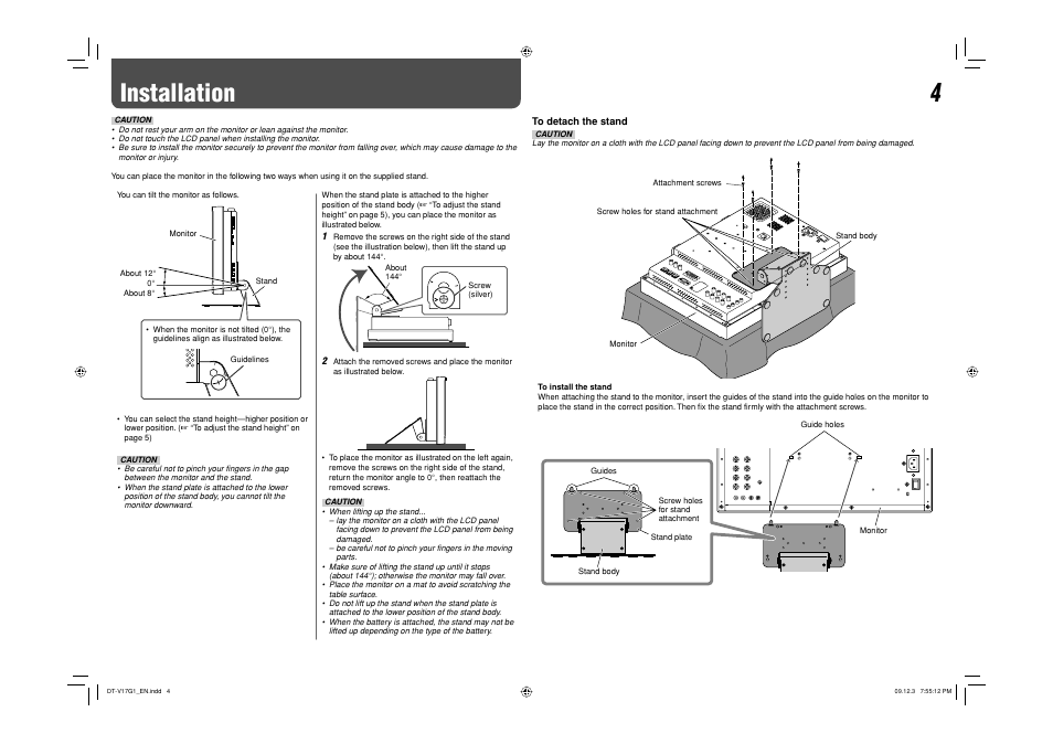 Installation | JVC DT-V17G1 User Manual | Page 4 / 28