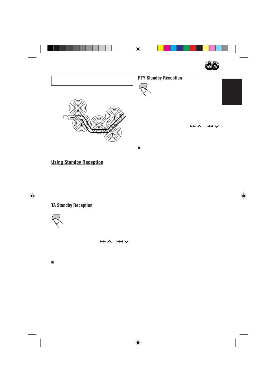 Using standby reception, English, Pty standby reception | Ta standby reception | JVC R-D-S KD-S731R User Manual | Page 11 / 28